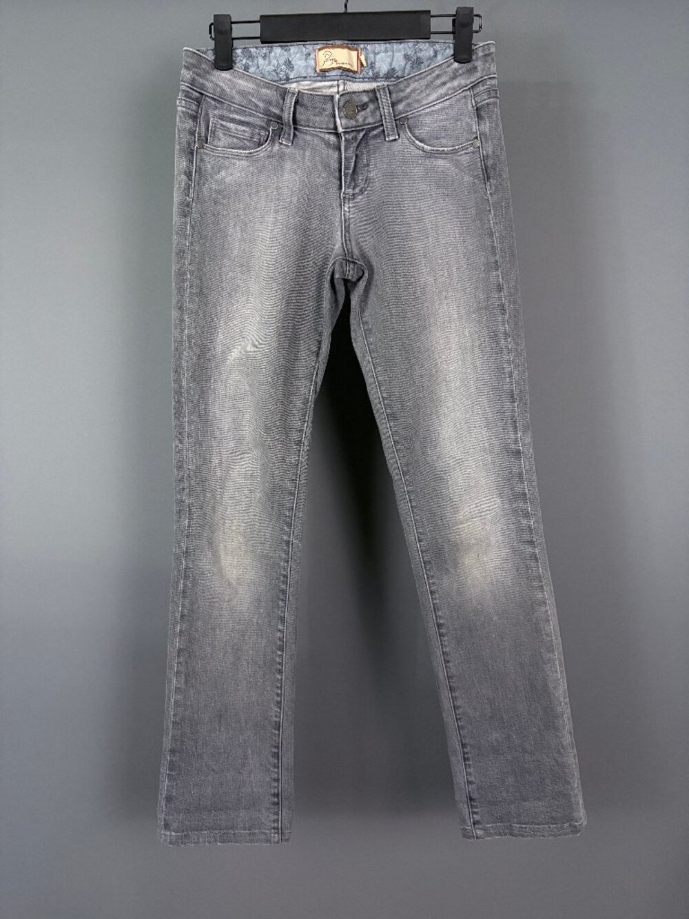 PAIGE Blue Heights Gray Slim Straight Low Rise Jeans Size 25